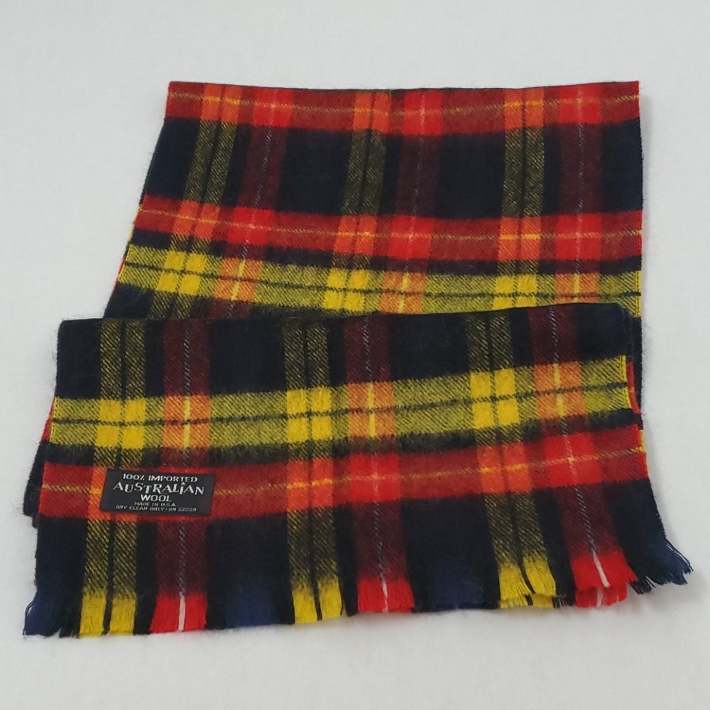 Vintage Australian wool plaid scarf